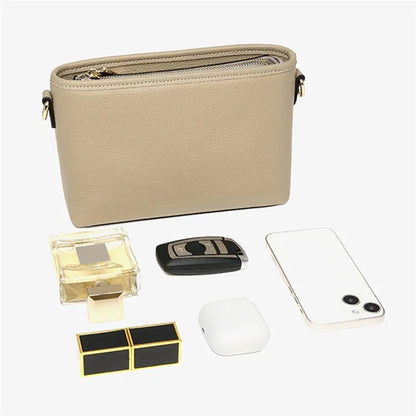 CKZC2214 Solid Color Cowhide Leather Crossbody Bag Women Square Shoulder Bag with 2 Shoulder Straps