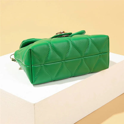 CKZC3302 Cowhide + PU Leather Small Square Bag Women Single Shoulder Crossbody Bag