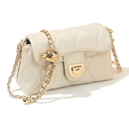 CKZC3302 Cowhide + PU Leather Small Square Bag Women Single Shoulder Crossbody Bag