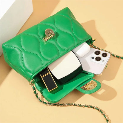 CKZC3302 Cowhide + PU Leather Small Square Bag Women Single Shoulder Crossbody Bag