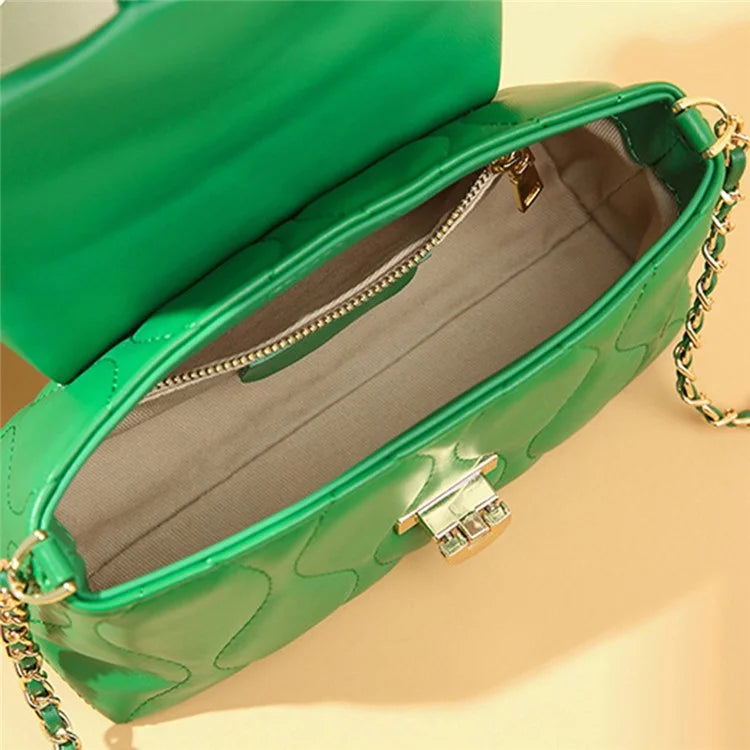 CKZC3302 Cowhide + PU Leather Small Square Bag Women Single Shoulder Crossbody Bag