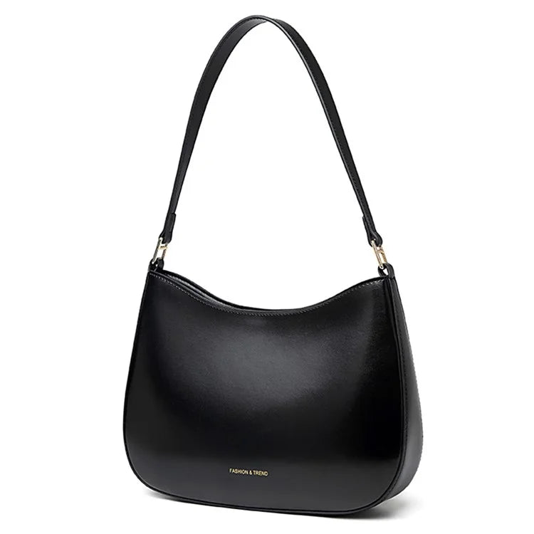 CKZC2235 Simple Style Underarm Bag Women PU+Cowhide Leather Handbag Tote Bag with Shoulder Strap