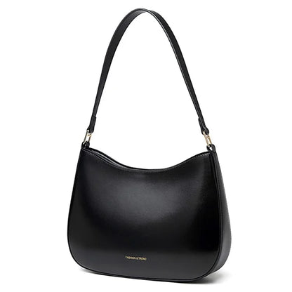 CKZC2235 Simple Style Underarm Bag Women PU+Cowhide Leather Handbag Tote Bag with Shoulder Strap
