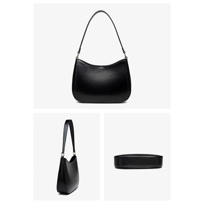CKZC2235 Simple Style Underarm Bag Women PU+Cowhide Leather Handbag Tote Bag with Shoulder Strap