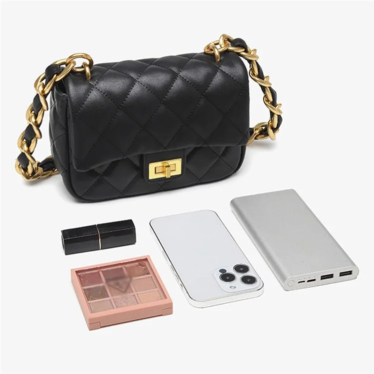 CKZC2234 Cowhide + PU Leather Stylish Women Single Shoulder Bag Dual Strap Crossbody Bag