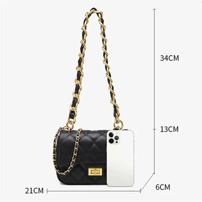 CKZC2234 Cowhide + PU Leather Stylish Women Single Shoulder Bag Dual Strap Crossbody Bag
