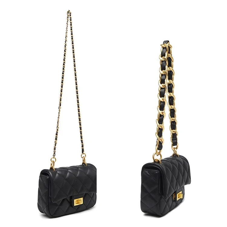 CKZC2234 Cowhide + PU Leather Stylish Women Single Shoulder Bag Dual Strap Crossbody Bag