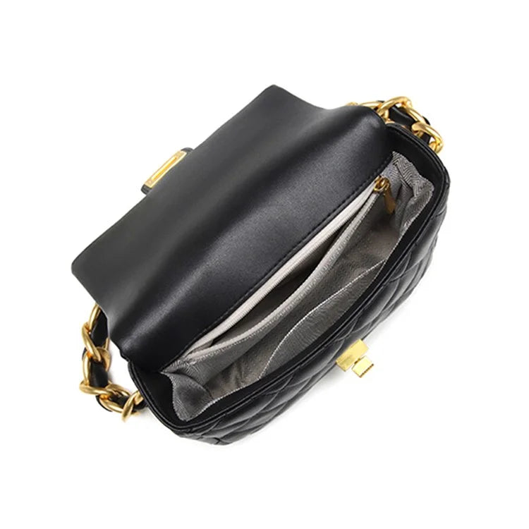 CKZC2234 Cowhide + PU Leather Stylish Women Single Shoulder Bag Dual Strap Crossbody Bag
