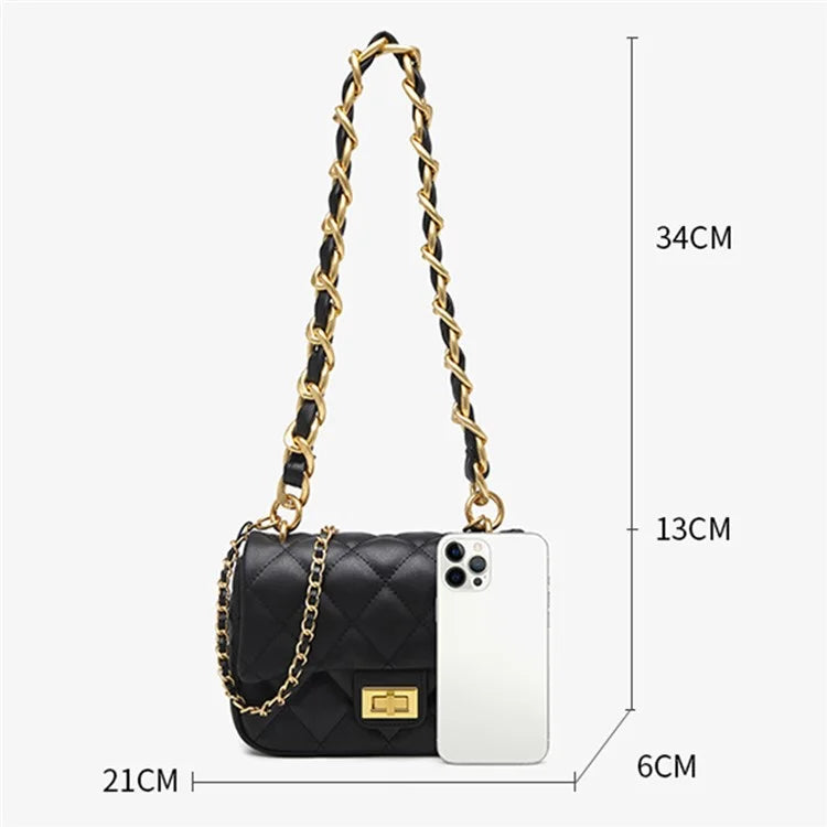 CKZC2234 Cowhide + PU Leather Stylish Women Single Shoulder Bag Dual Strap Crossbody Bag