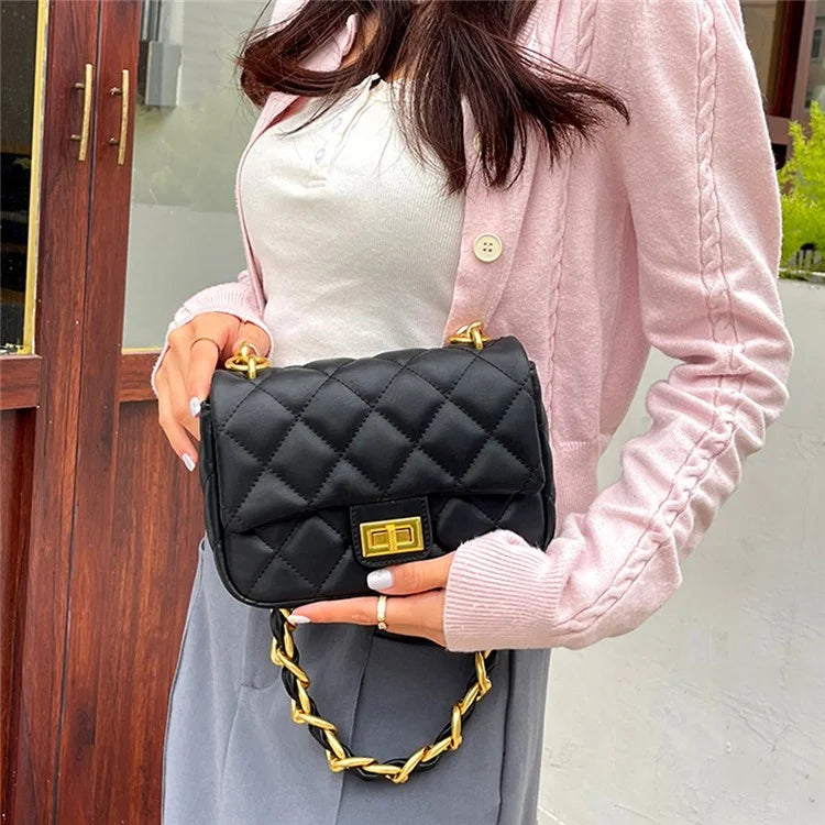 CKZC2234 Cowhide + PU Leather Stylish Women Single Shoulder Bag Dual Strap Crossbody Bag