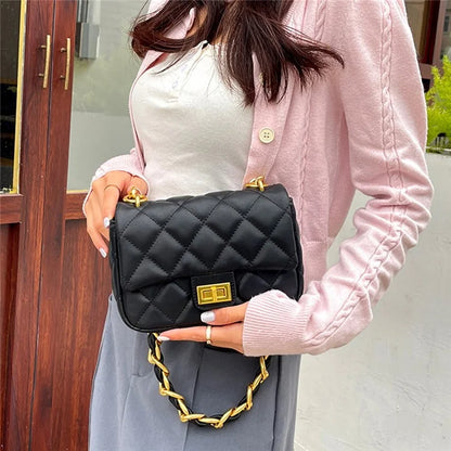 CKZC2234 Cowhide + PU Leather Stylish Women Single Shoulder Bag Dual Strap Crossbody Bag