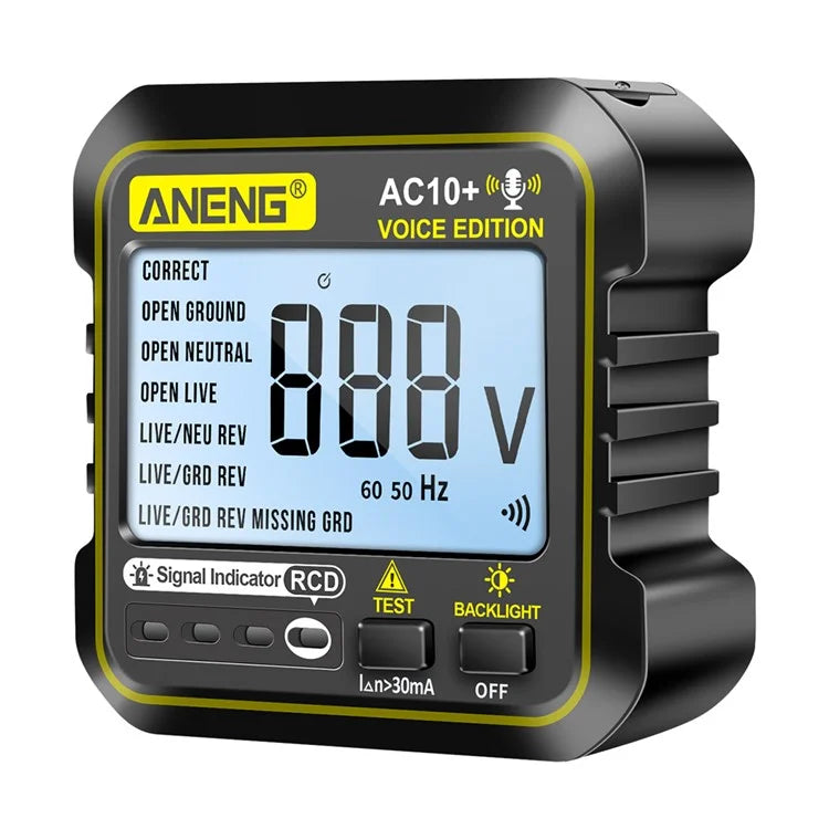 ANENG AC10+ Socket Tester Plug Detector Voice Broadcast Phase Detector Multimeter Digital Tester