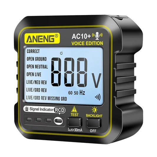 ANENG AC10+ Socket Tester Plug Detector Voice Broadcast Phase Detector Multimeter Digital Tester