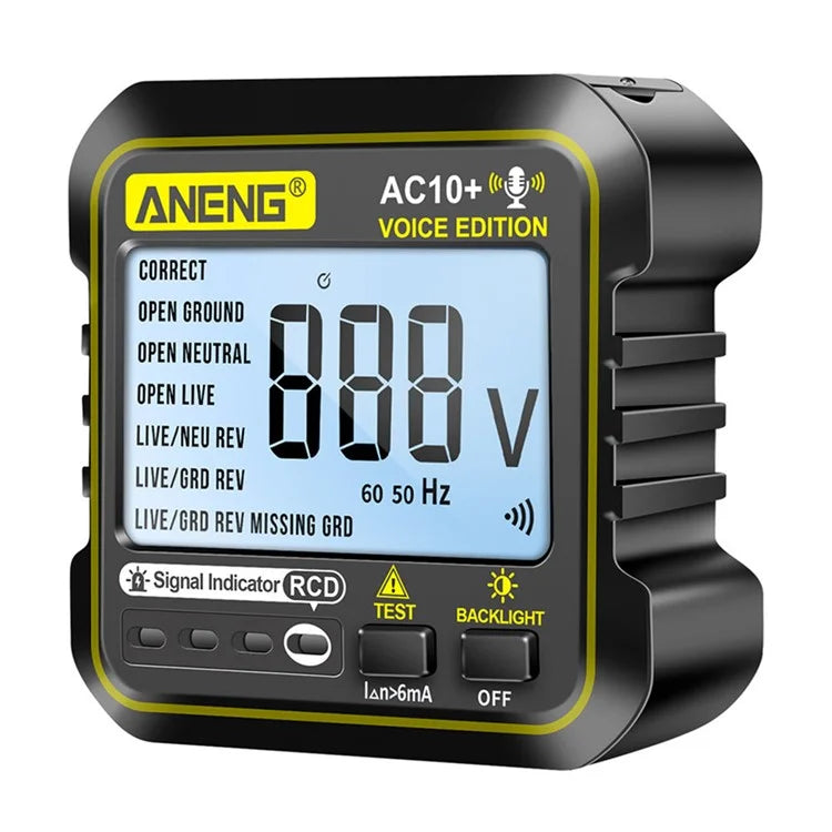 ANENG AC10+ Socket Tester Plug Detector Voice Broadcast Phase Detector Multimeter Digital Tester