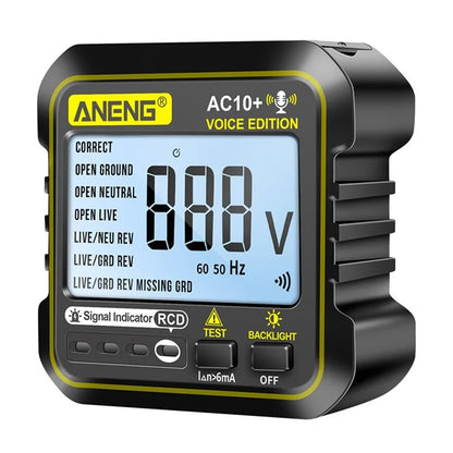 ANENG AC10+ Socket Tester Plug Detector Voice Broadcast Phase Detector Multimeter Digital Tester