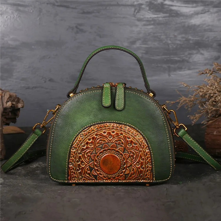 3205 Crossbody Bags for Women Cowhide Leather Satchel Bag Vintage Ethnic Style Crossbody Bag