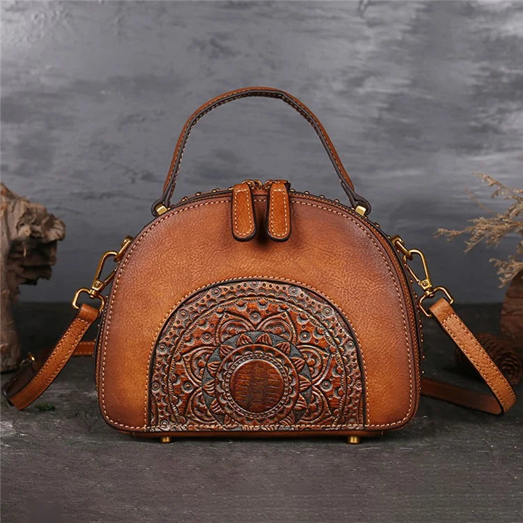 3205 Crossbody Bags for Women Cowhide Leather Satchel Bag Vintage Ethnic Style Crossbody Bag