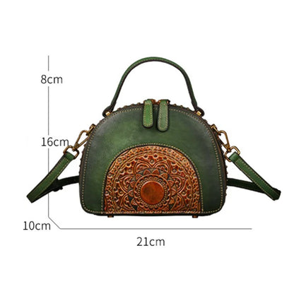 3205 Crossbody Bags for Women Cowhide Leather Satchel Bag Vintage Ethnic Style Crossbody Bag