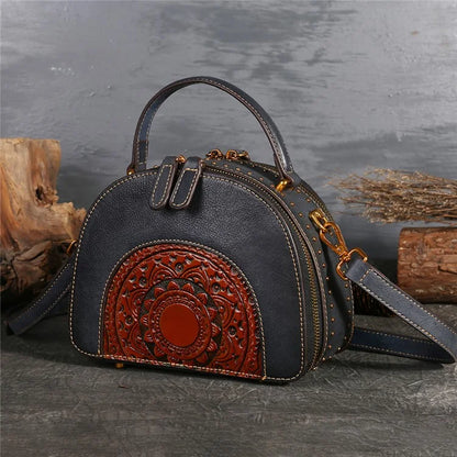3205 Crossbody Bags for Women Cowhide Leather Satchel Bag Vintage Ethnic Style Crossbody Bag