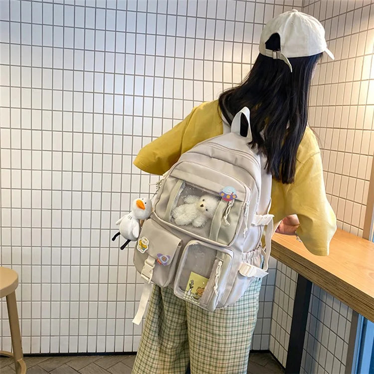 Nylon Backpack Students School Book Bag Travel Shoulders Bag