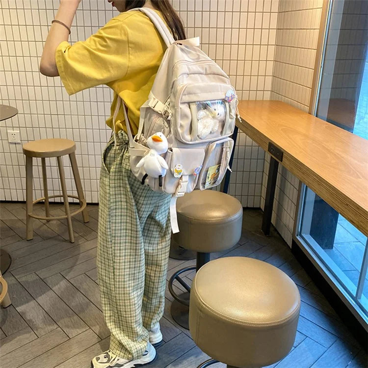 Nylon Backpack Students School Book Bag Travel Shoulders Bag
