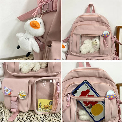 Nylon Backpack Students School Book Bag Travel Shoulders Bag
