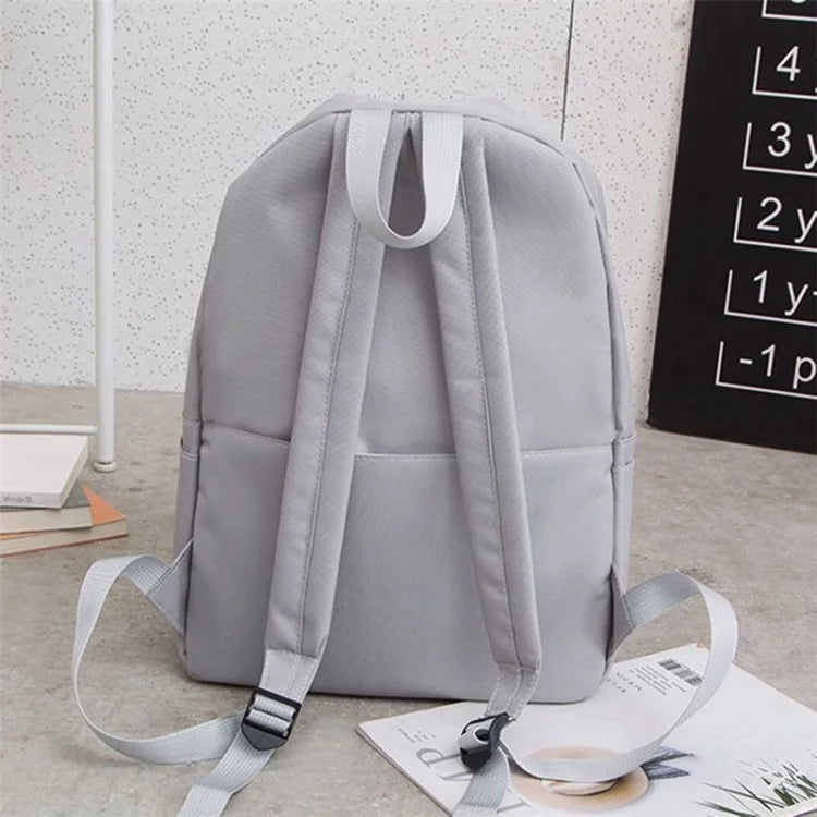 4Pcs Casual Student School Backpack Set Tote Sling Shoulder Bag Pencil Case Canvas Travel Bag Kit White