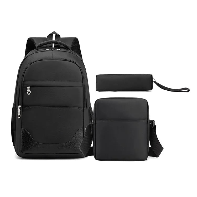 3Pcs / Set Nylon Large Capacity Schoolbag Travel Backpack Shoulder Bag Pencil Case