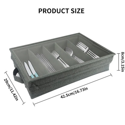 Kitchen Cutlery Drawer Organizer with Adjustable Dividers Fork Spoon Storage Case