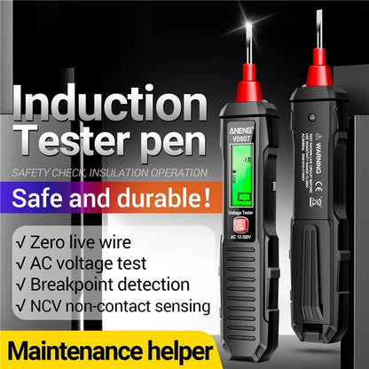 ANENG VD807 Multi-Function Voltage Display Test Pencil Zero / Fire Line Smart Recognizer LED Flashlight Wire Tester