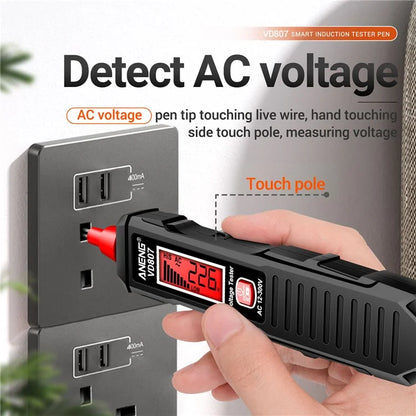 ANENG VD807 Multi-Function Voltage Display Test Pencil Zero / Fire Line Smart Recognizer LED Flashlight Wire Tester