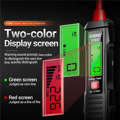 ANENG VD807 Multi-Function Voltage Display Test Pencil Zero / Fire Line Smart Recognizer LED Flashlight Wire Tester