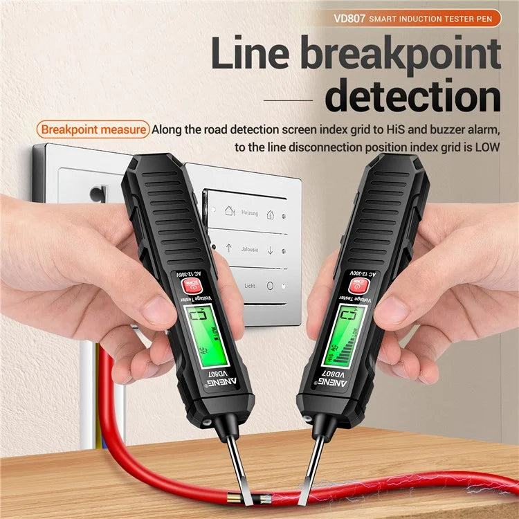 ANENG VD807 Multi-Function Voltage Display Test Pencil Zero / Fire Line Smart Recognizer LED Flashlight Wire Tester