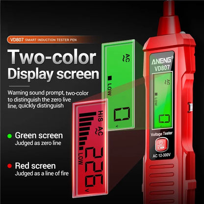 ANENG VD807 Multi-Function Voltage Display Test Pencil Zero / Fire Line Smart Recognizer LED Flashlight Wire Tester