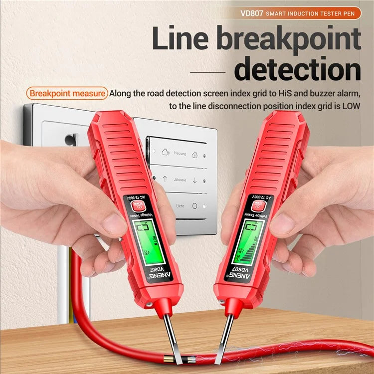 ANENG VD807 Multi-Function Voltage Display Test Pencil Zero / Fire Line Smart Recognizer LED Flashlight Wire Tester