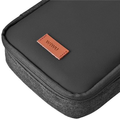 WIWU Splash-Proof Polyester Storage Bag with Leather Strap, Portable Zippered Organizer Bag