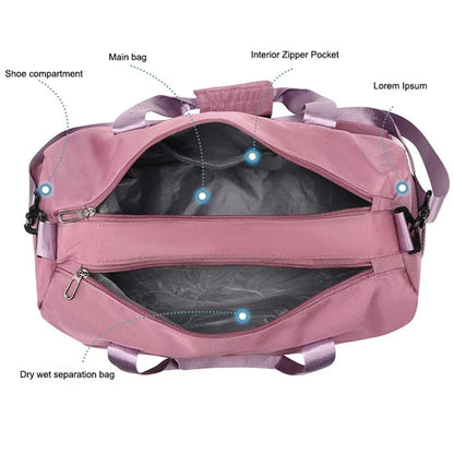 Large Capacity Oxford Cloth Waterproof Fitness Tote Crossbody Bag Travel Luggage Bag