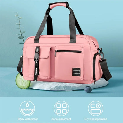 Dry Wet Separation Gym Bag Waterproof Oxford Cloth Travel Tote Bag with Shoes Compartment