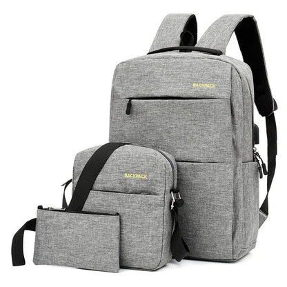 Backpack USB Charging Oxford Cloth Shoulders Bag with Small Pouch + Sling Bag
