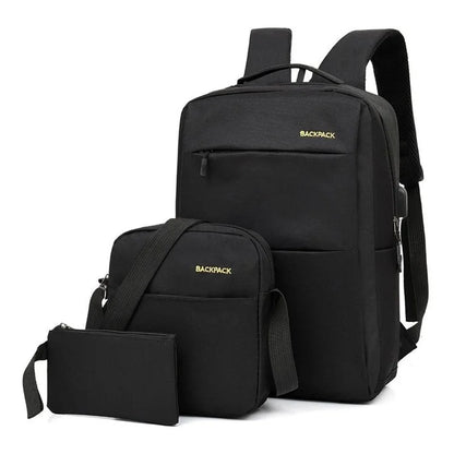 Backpack USB Charging Oxford Cloth Shoulders Bag with Small Pouch + Sling Bag