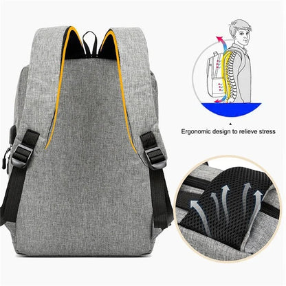 Backpack USB Charging Oxford Cloth Shoulders Bag with Small Pouch + Sling Bag