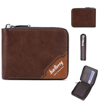 BAELLERRY D5104 Men's Zipper Wallet RFID Blocking PU Leather Card Pouch Coin Purse Bag Billfold