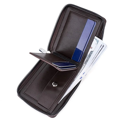 BAELLERRY D5104 Men's Zipper Wallet RFID Blocking PU Leather Card Pouch Coin Purse Bag Billfold