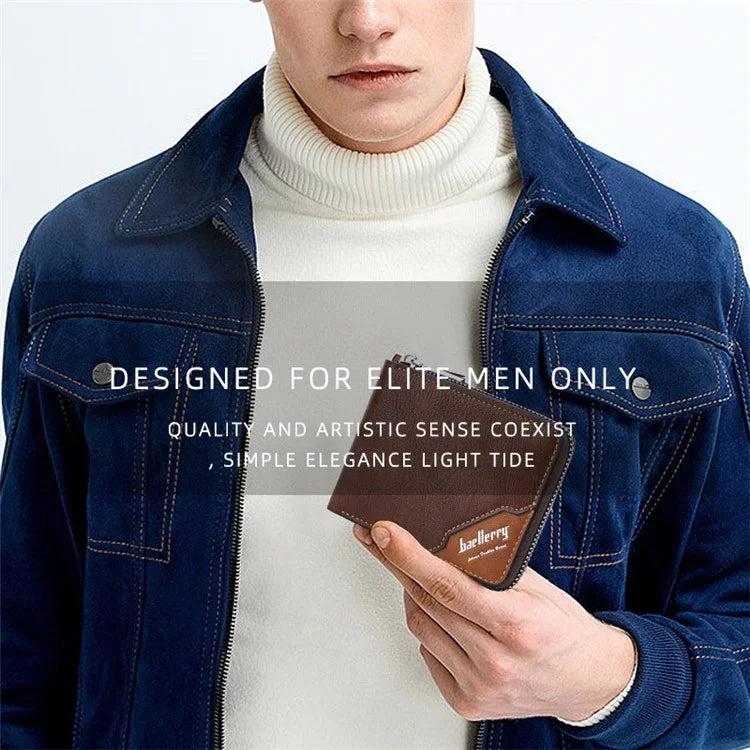 BAELLERRY D5104 Men's Zipper Wallet RFID Blocking PU Leather Card Pouch Coin Purse Bag Billfold