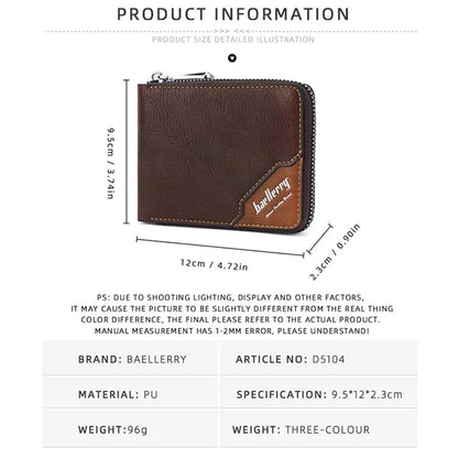 BAELLERRY D5104 Men's Zipper Wallet RFID Blocking PU Leather Card Pouch Coin Purse Bag Billfold