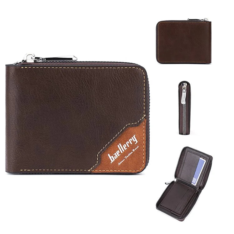 BAELLERRY D5104 Men's Zipper Wallet RFID Blocking PU Leather Card Pouch Coin Purse Bag Billfold