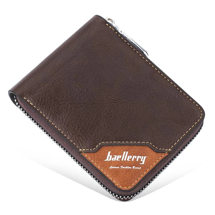 BAELLERRY D5104 Men's Zipper Wallet RFID Blocking PU Leather Card Pouch Coin Purse Bag Billfold