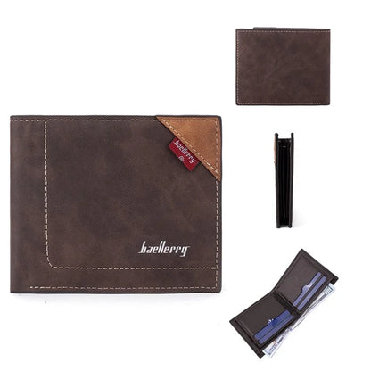 BAELLERRY D3032 Utlra-thin Wallet for Men, Multiple Card Slots PU Leather Cash Money Storage Pouch Billfold