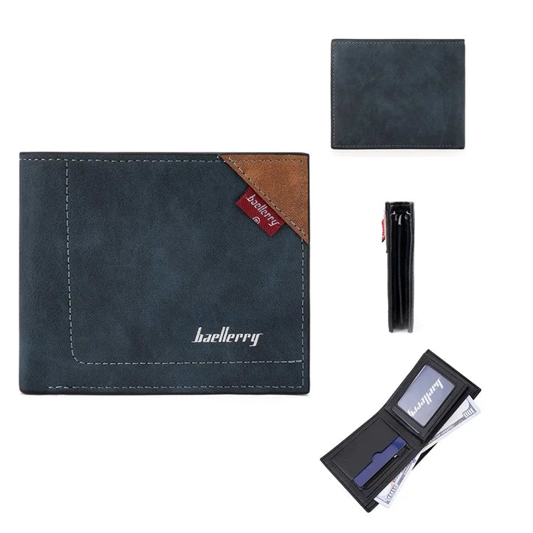 BAELLERRY D3032 Utlra-thin Wallet for Men, Multiple Card Slots PU Leather Cash Money Storage Pouch Billfold