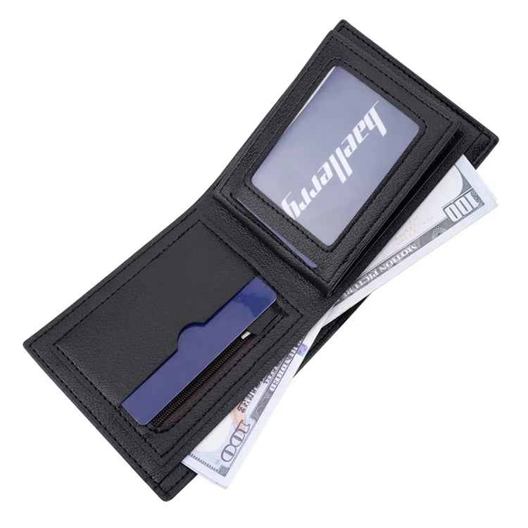 BAELLERRY D3032 Utlra-thin Wallet for Men, Multiple Card Slots PU Leather Cash Money Storage Pouch Billfold
